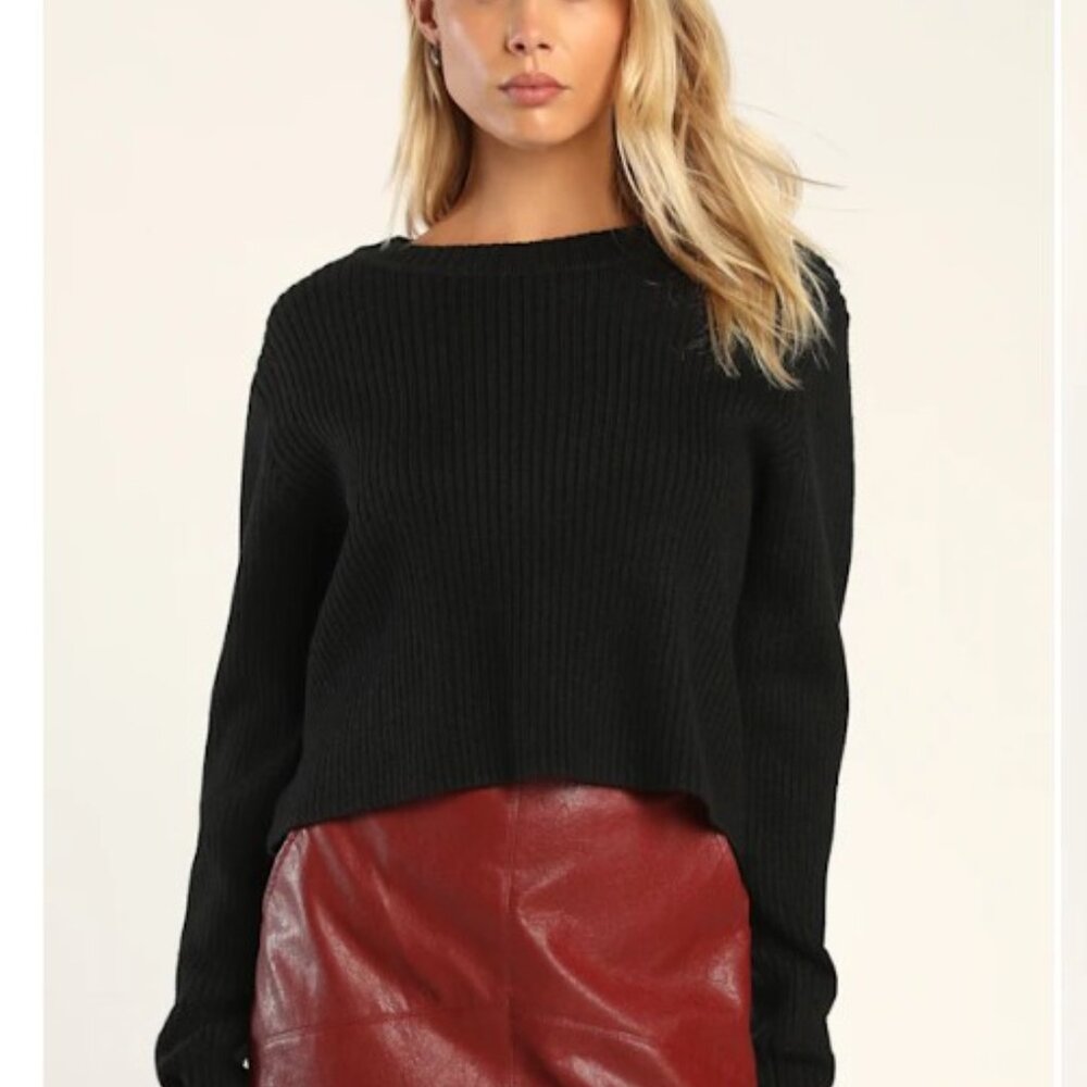 Lulu's Black Ribbed Sweater - Picture 2 of 7
